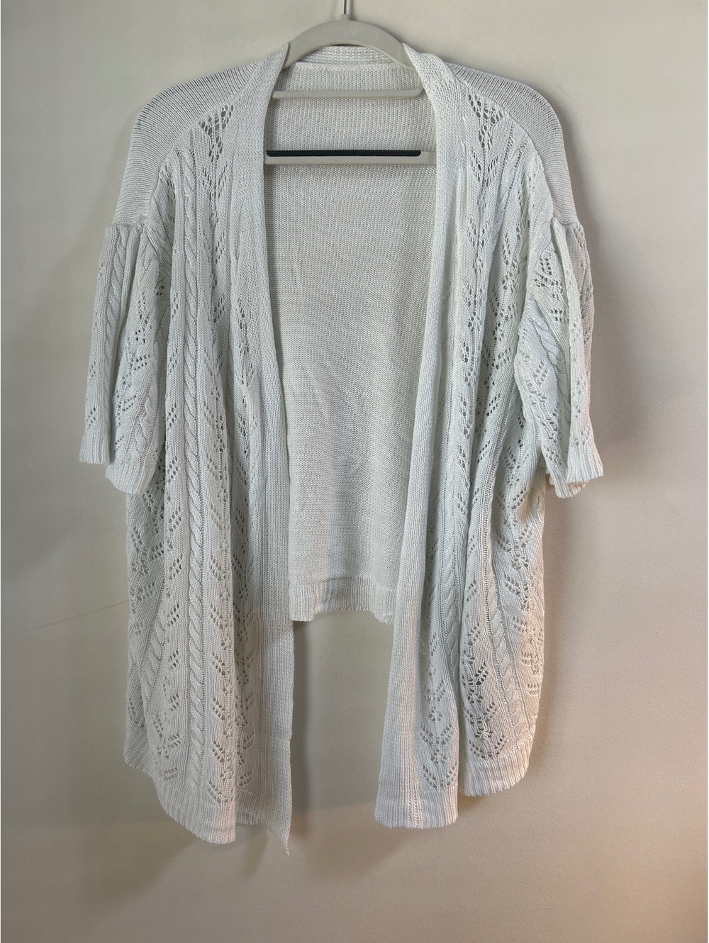 White Open Front Knit Cardigan Sweater 4XL